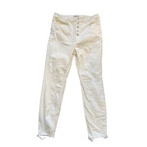 AND NOW THIS Button Fly White Flawed Bottom Hem Jeans I Size: 31